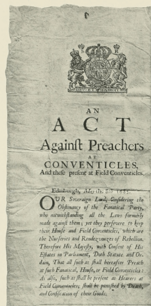 Act against conventicles 8th May 1685