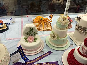 Cake icing competition with traditional and novelty designs, Ekka, Brisbane, 2015