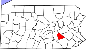 Map of Pennsylvania highlighting Lebanon County