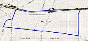 Map of West Adams, Los Angeles, California