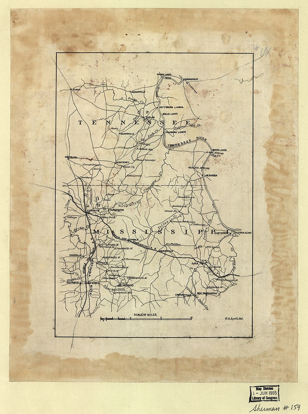 1862 map showing the location of Danville