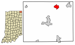 Location of Fremont in Steuben County, Indiana.