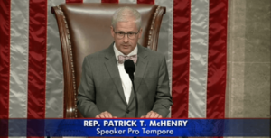 US Representative Patrick McHenry after assuming pro tempore speakership, October 2023