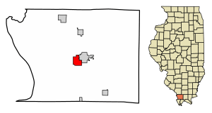 Location of Jonesboro in Union County, Illinois.