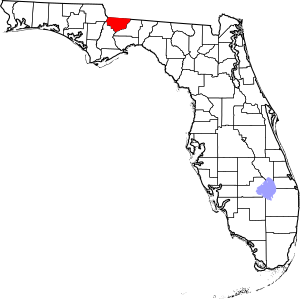 Location of Gadsden County and the state of Florida