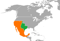 Map indicating location of Republic of Texas and Mexico