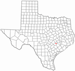 Location of La Grange, Texas. It can be found at the intersection of State Highway 71 and U.S. 77, about an hour's drive east of Austin.