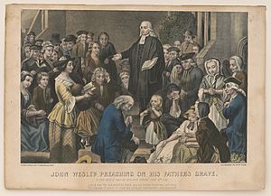 John Wesley preaching on his fathers grave- in the church yard at Epworth Sunday June 6th 1742 LCCN2002707689