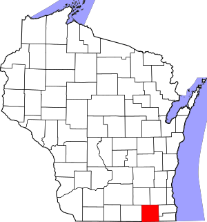 Map of Wisconsin highlighting Walworth County