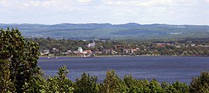 The skyline of the city of Magog