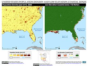 Southeastern United States of America Population Density and Low Elevation Coastal Zones (5457914012)