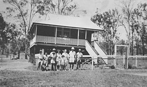 StateLibQld 2 295991 Tennis players standing outside Oakview State School, Oakview, 1946