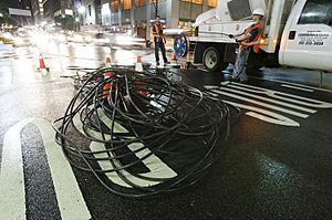 Stealth Fiber Crew installing fiber cable underneath the streets of Manhattan
