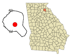 Location in Banks County and the state of Georgia