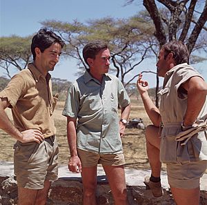 Jesús Mosterín, Hugo van Lawick and Félix Rodríguez de la Fuente in Africa (1969)