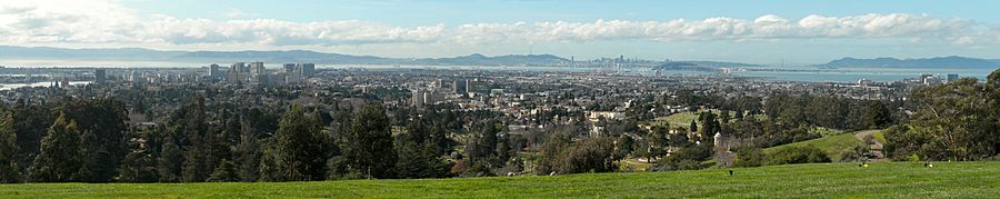 Panorama of Oakland, California, from the top of Mountain View Cemetery