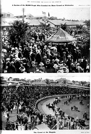 StateLibQld 2 196251 Section of the 48,000 people who crowded the Show Ground and the Crowd at the Ringside, August 1908