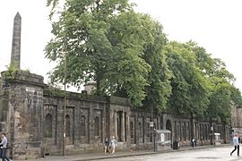 The main screen wall to Old Calton Burial Ground on Waterloo Place