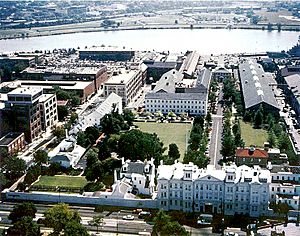 Washington Navy Yard aerial view 1990, looking south