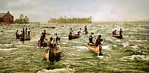 Fishing at Saint Mary's River, Sault Sainte Marie, Michigan, 1901