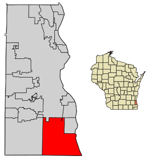 Location of Oak Creek in Milwaukee County, Wisconsin.