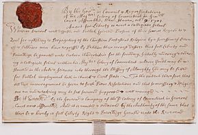 Charter for Collegiate School later Yale College 1701