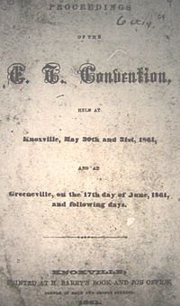 East Tennessee Convention Proceedings title page