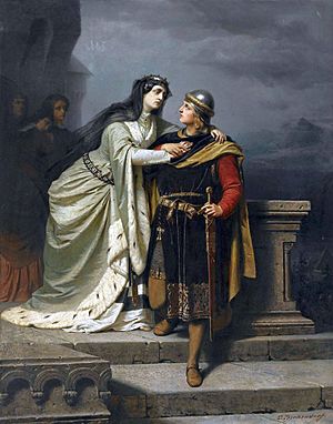 Emil Teschendorff - Queen Guinevere bidding farewell to Sir Lancelot
