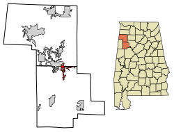 Location in Fayette and Marion counties, Alabama