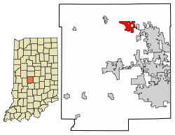 Location of Pittsboro in Hendricks County, Indiana.