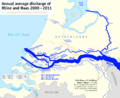 Map of the annual average discharge of Rhine and Maas 2000-2011 (EN)