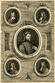 Milton, Butler, Chaucer, Cowley, Waller by George Vertue 1717