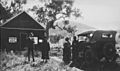 Polling booth at Mingoola Hall, Mingoola, Mole Crossing, Tenterfield. 1924 Buick on right - Tenterfield area, NSW, c. 1925 (9666083743)