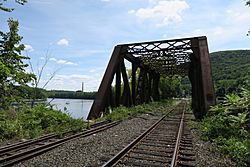Connecticut River and railroad bridge, Mount Tom MA