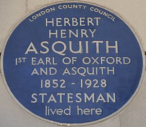 Herbert Henry Asquith 20 Cavendish Square blue plaque
