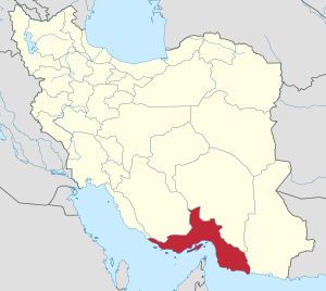 Map of Iran with Hormozgan province highlighted