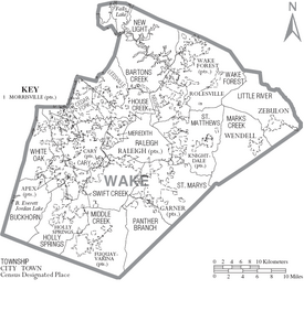 Map of Wake County North Carolina With Municipal and Township Labels