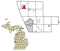 Location of Whitehall, Michigan