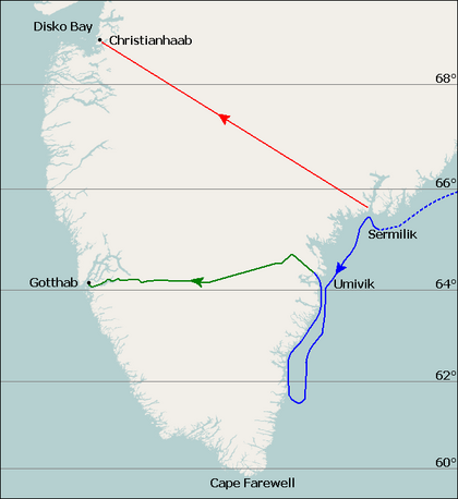 Nansen Greenland Crossing Map
