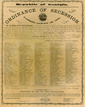 Ordinance of Secession Milledgeville, Georgia 1861