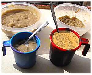 Rouy - soungouf millet flour porridge 5. with fondé arraw porridge