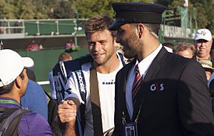Ryan Harrison congratulated after Wimbledon win