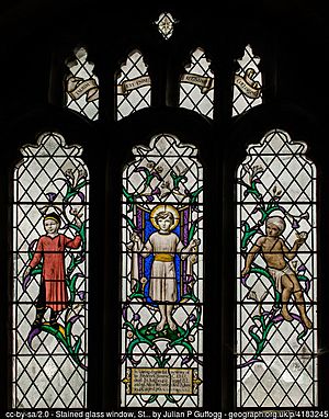 Stained glass window, St Dunstan's church, Mayfield in memory of Sir Frederick Bourne