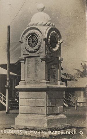 StateLibQld 2 253773 Soldier's Memorial on the corner of Ash and Beech Streets, Barcaldine, ca. 1928