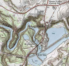 USGS topographical map with the village