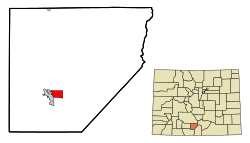 Location of the Alamosa East CDP in Alamosa County, Colorado