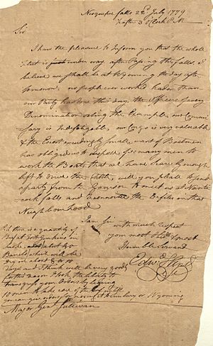 Correspondence from General Edward Hand to Major General John Sullivan