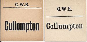 GWR luggage labels for Cullompton