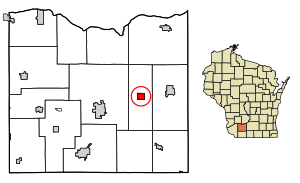 Location of Ridgeway in Iowa County, Wisconsin.