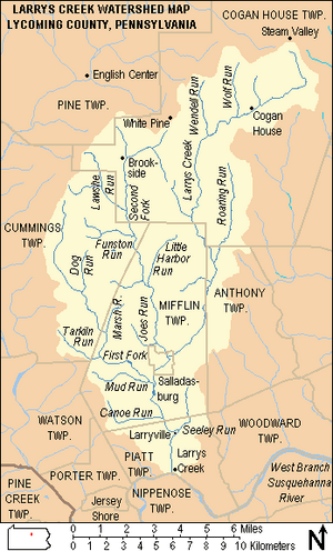 Larrys Creek Watershed Map
